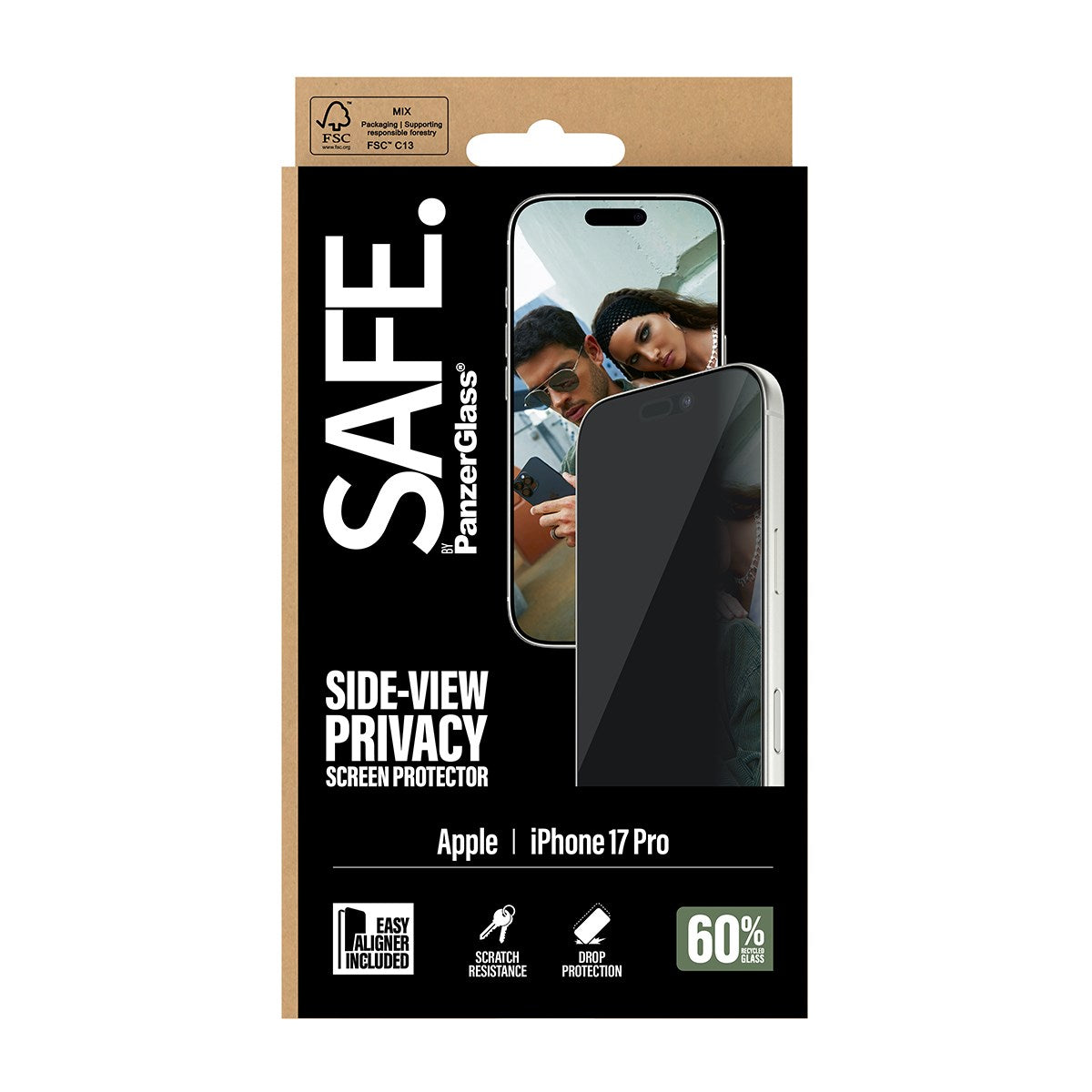 SAFE. by PanzerGlass® Privacy Screen Protector iPhone 17 Pro | Ultra-Wide Fit w. EasyAligner